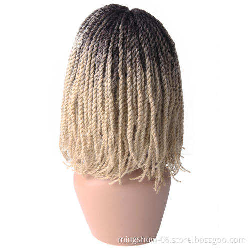 Cheap blonde wig, braided and twisted ombre blonde lace front wig
